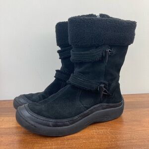 Earth Spirit Bria Black Suede Faux Fur Lined Cuffed Winter Boots Women’s Size 8.